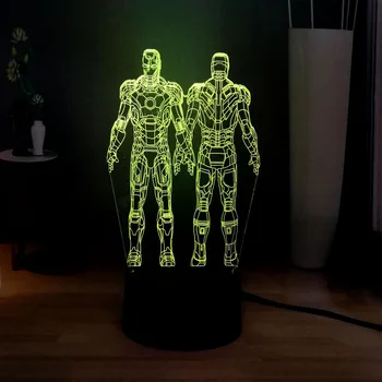 

Amroe 2019 New 3D LED USB Touch Novel Atmosphere Table Light Marvel Two Iron Man Portrait Children Christmas Gift Cartoon Toy
