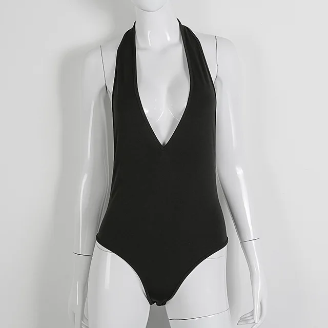 Aliexpress.com : Buy Deep V Neck Halter Backless Sexy Bodysuit Women ...