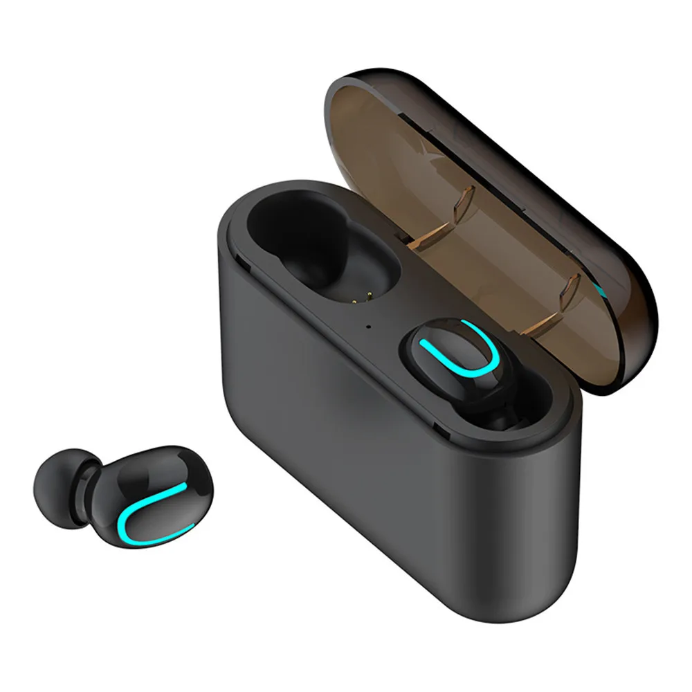 Bluetooth наушники, беспроводные наушники, Bluetooth гарнитура, игровые беспроводные наушники, водонепроницаемые с микрофоном, 1500 мАч, зарядное устройство - Цвет: Binaural Black