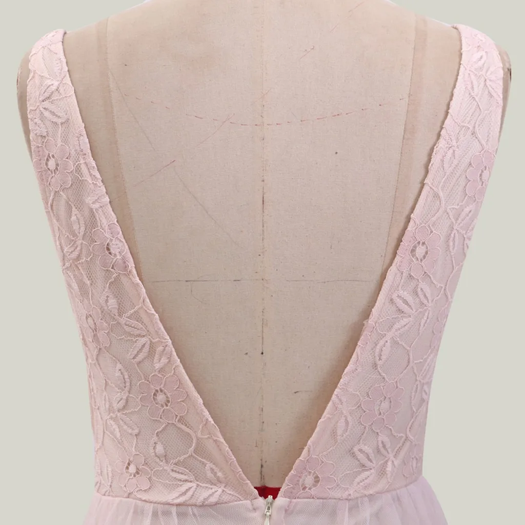 KLV Последняя мода женское сексуальное кружевное платье с бретелькой через шею и v-образным вырезом длинное платье без рукавов D4