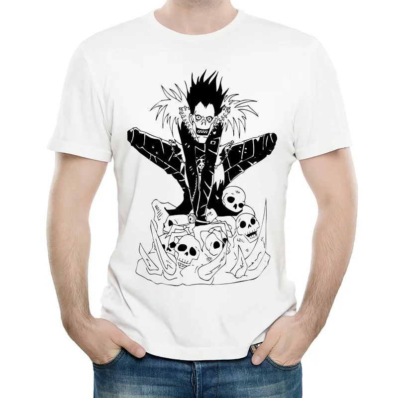 Death Note L футболка белого цвета Мужская модная футболка с коротким рукавом Death Note ryuku майки футболки Повседневная футболка