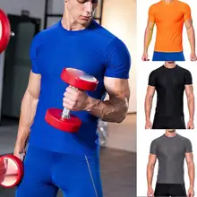 Мужские летние спортивные быстросохнущие футболки для бега, леггинсы для тренировок, занятий фитнесом, бегом, йогой, атлетикой, топ 0720