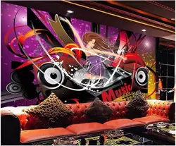 3d комнате обои на заказ росписи музыка DJ Дарен мультфильм Красота Бар ночной клуб фон гостиная обои для стен 3 d