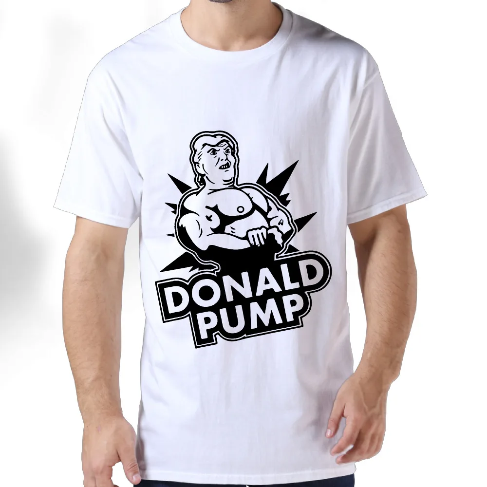 2017 Donald Pump Print Premium Cotton Summer T shirt Men Funny Cartoon