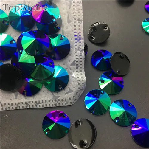 zi blue light TopStone Mix AB цвета 14 мм Rivoli высокое качество смолы пришить Камень Flatback Круглые пришивные стразы для одежды - Цвет: zi blue light