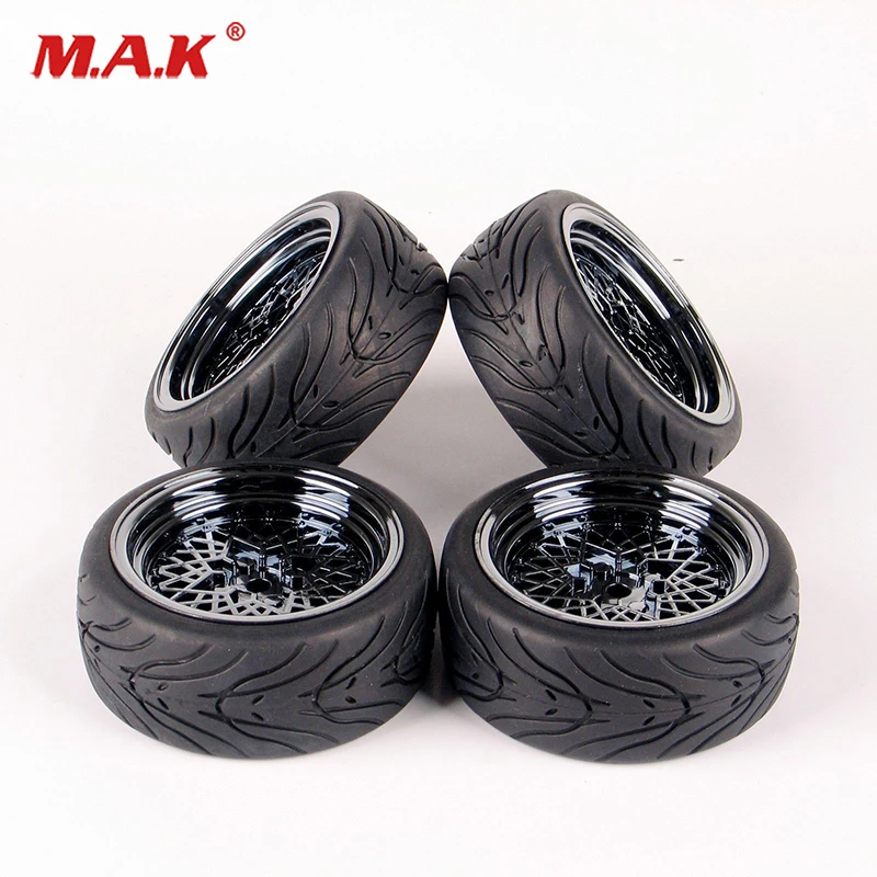 

4Pcs Rubber Tires Mesh Wheel For HPI HSP RC 1:10 On Road Street Touring Car