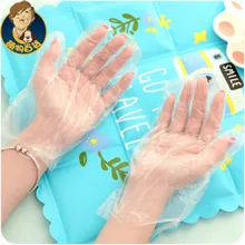 Плотные прозрачные одноразовые перчатки пищевая тонкая пленка Защитные перчатки красота бытовые перчатки 100 загружены