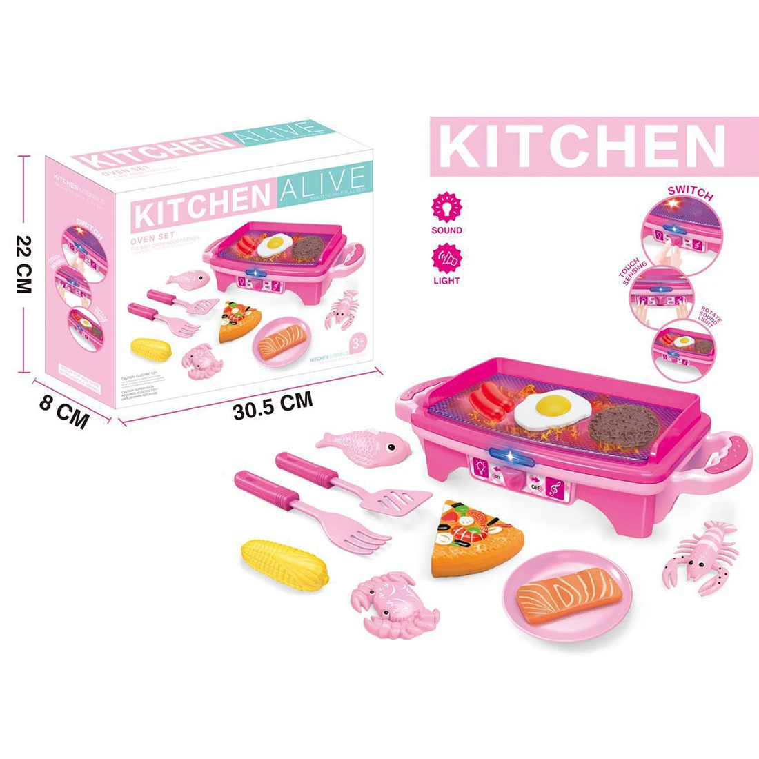 

Rowsfire Children Breakfast Bbq Drill Pretend Play Gourmet Cooking Steak Pizza Fish Crab Set With Light And Sound