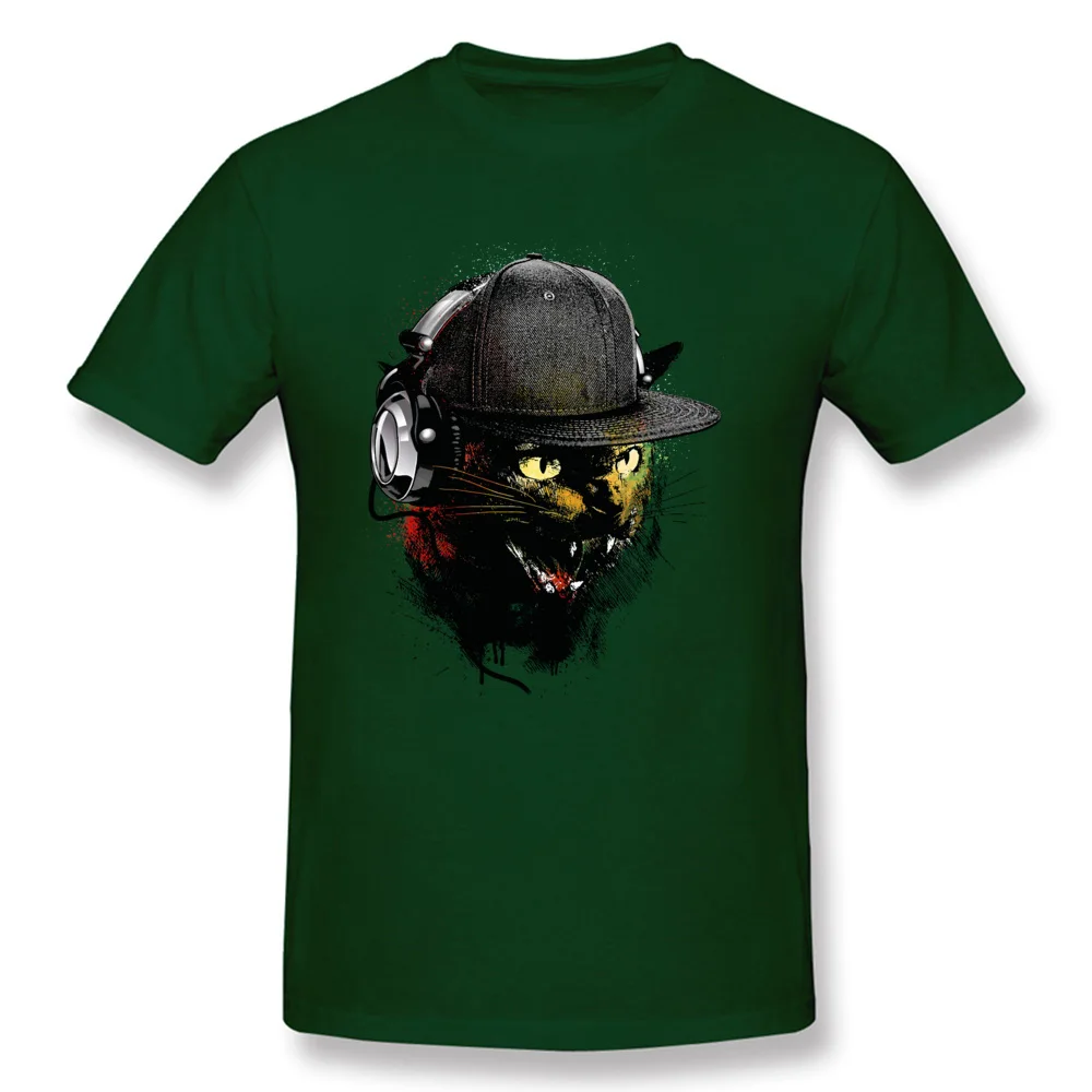 Dj-Kitten-Cat0621 100% Cotton Fabric Tops Shirts for Men Customized T-shirts Hip hop Classic Crewneck Tees Short Sleeve Dj-Kitten-Cat0621 dark
