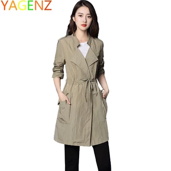 

Large Size Female Windbreakers Autumn 2020 New Casual Thin Trench Coat Womens Loose Long Overcoat Women's Thin Section Outerwear