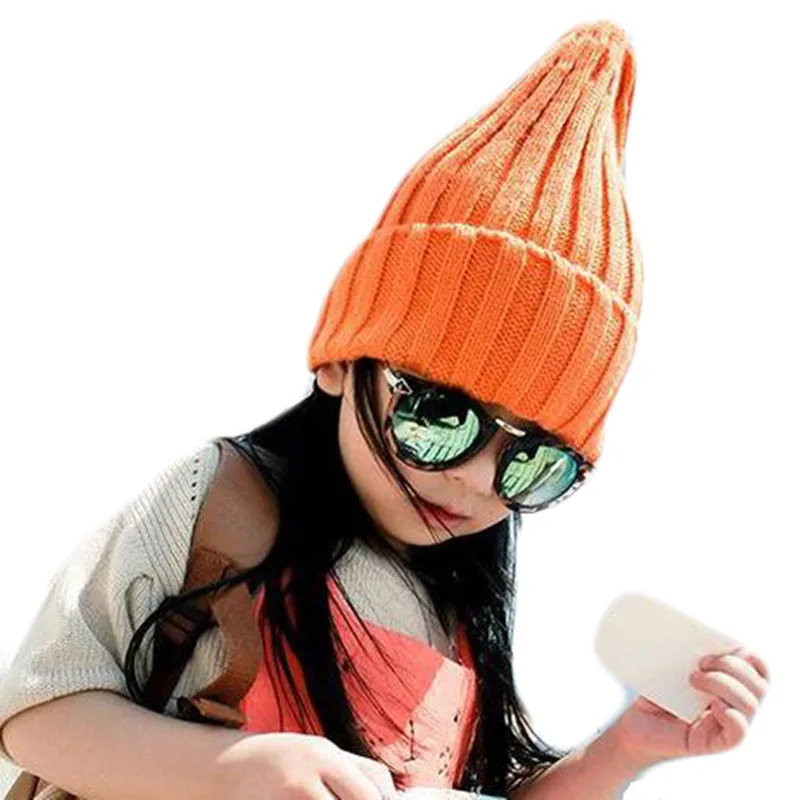 2017 Autumn and Winter Children's Wool Hat Baby Fashion Crochet Knitted Hat Boys Girls Candy Color Warm Beanie Cap Child Hat