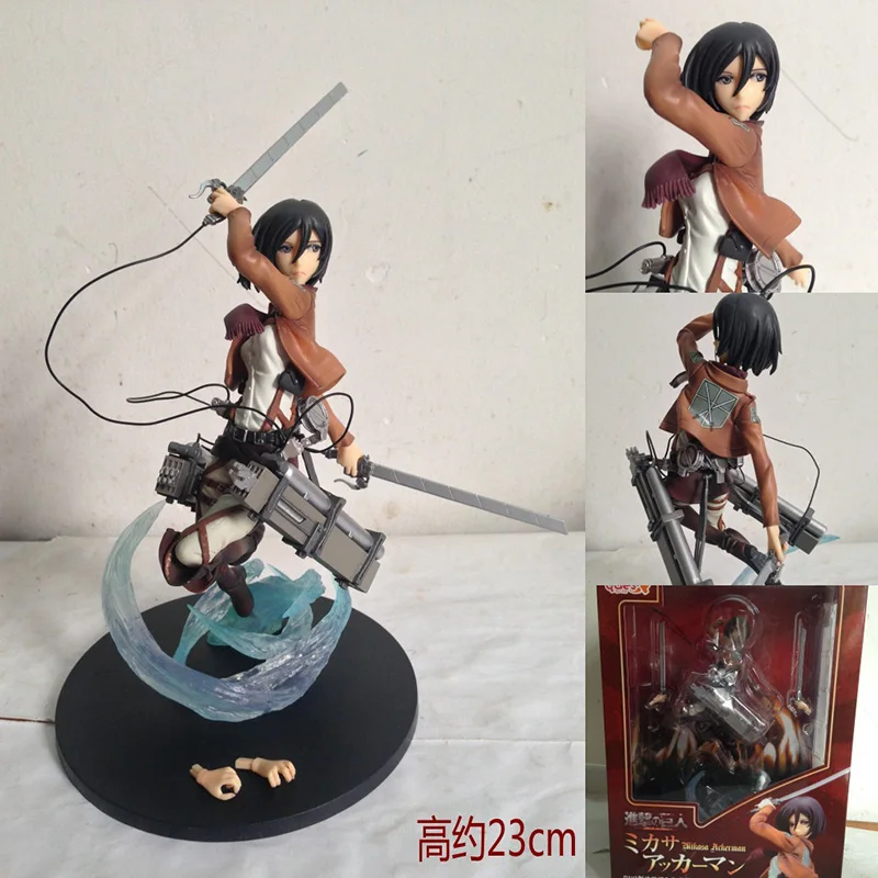 

23cm Attack on Titan Mikasa Ackerman MAX FACTORY Action Figure Model Toys Dolls Anime Cartoon xmas gift sword free shipping