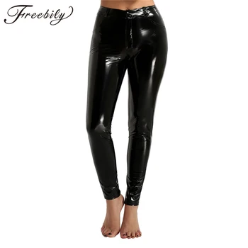 

High Quality Fashion Womens Trousers Sexy Bodycon PU Leather Ladies Pants Full Length Slim Stretch Pencil Pants Pantalon Femme