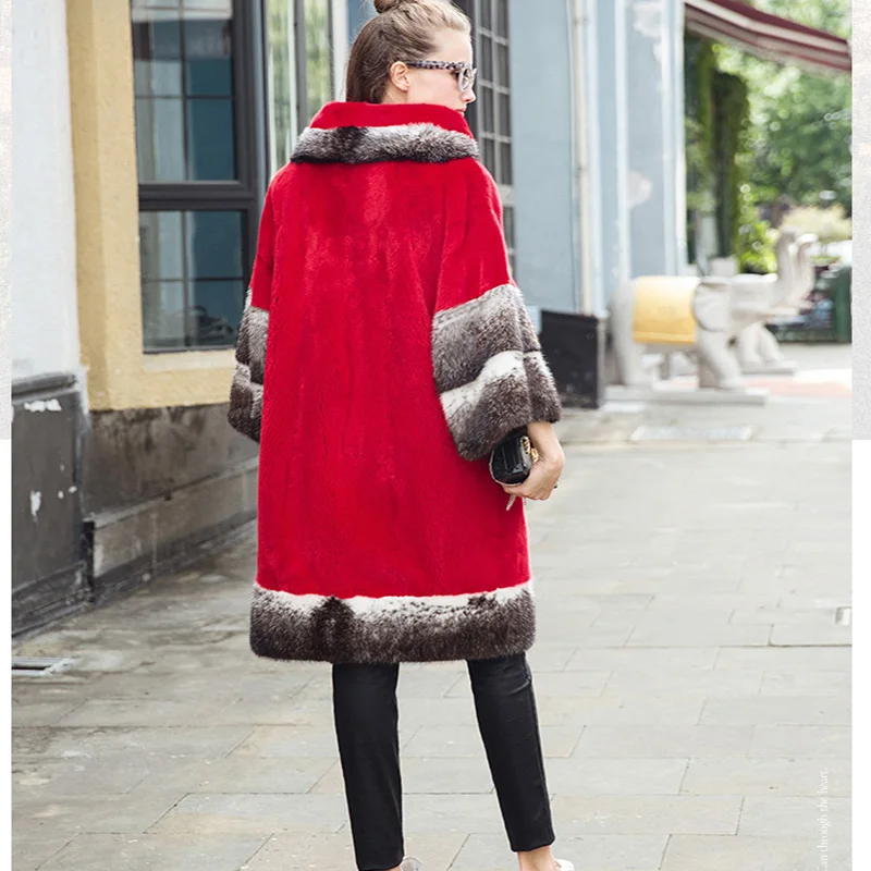 De Plein Lvchi Large Fourrure Mode 2019 taille Européenne Naturel Réel Nouveau Rouge Manches Boho Star Manteau Femmes Vison Special 3lF1JKTc