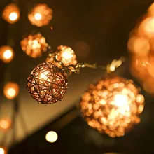 5m 20 Brown Coffee Sepak Takraw Rattan Balls LED String Fairy Lights Garden Christmas Wedding Party Decoration Lights