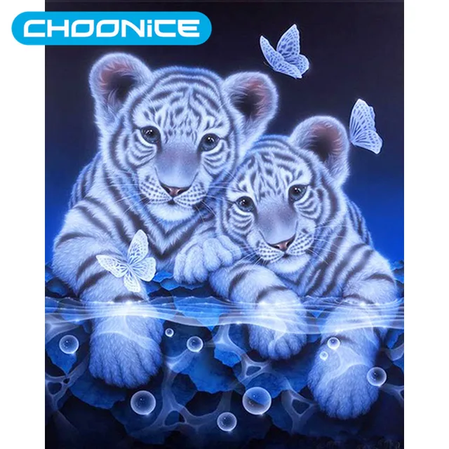 diamond painting white tiger baby diy 3d diamond embroidery mini
