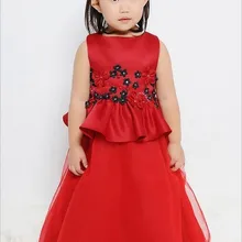 Красный цветок девочки платья для свадеб причастие платья pageant платья для девочек glitz белое платье