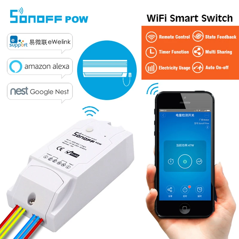 Original Itead Sonoff Pow Wifi Smart Switch Sonoff Wi Fi Interruptor