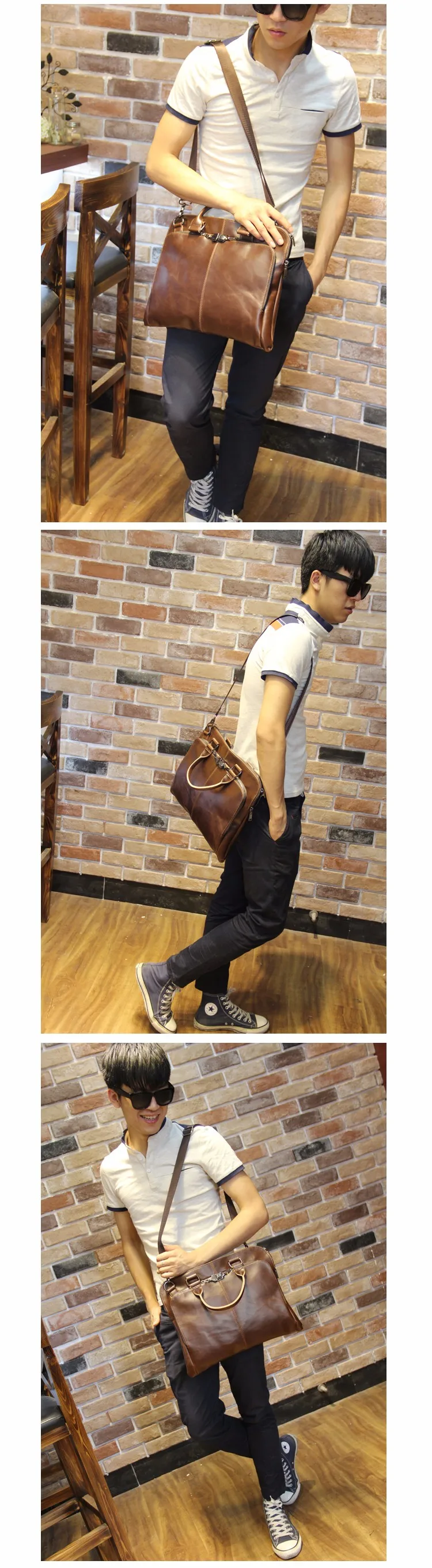 Новый высокое качество кожа плеча Досуг для мужчин сумка бизнес портативный портфели ноутбука большой кошелек 14 "сумки bolsas