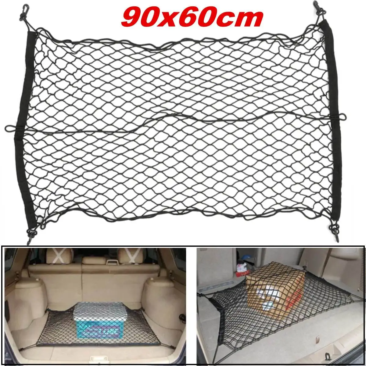 Universal Car SUV Rear Trunk Net Stretch Mesh Luggage Cargo Storage