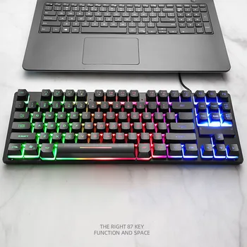 

New 87 Key Gaming Keyboard Mechnical Backlight Waterproof Ergonomic Durable Keypad DOM668