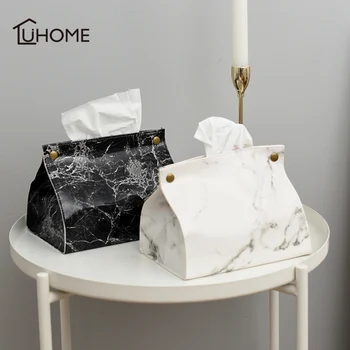 

Nordic Style Marble Pattern Tissue Box PU Leather Home Car Napkin Paper Container Paper Towel Napkin Case Pouch Home Decor