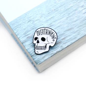 

20pcs/lot Halloween Brooches Overthink Skull Enamel Pin for Kids Lapel Pin Hat/bag Pins Denim Jacket Women Brooch Badge Q554