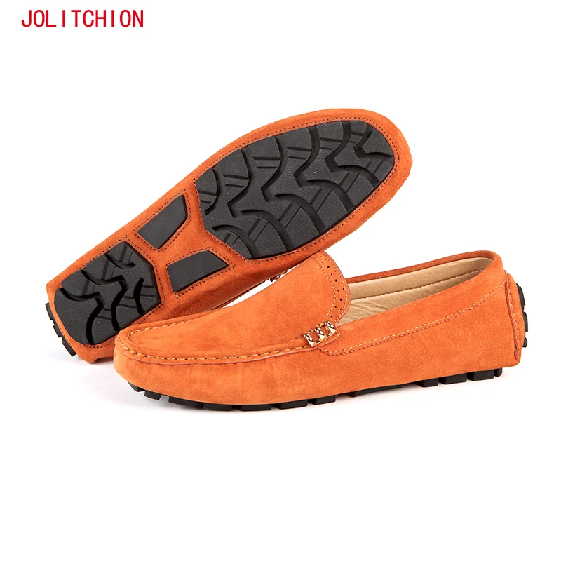 Лидер продаж; сезон весна; дышащие мокасины; мужские лоферы; мужская обувь на плоской подошве; повседневная обувь из замши; прогулочная обувь для вождения; Chaussures Hommes - Цвет: Orange