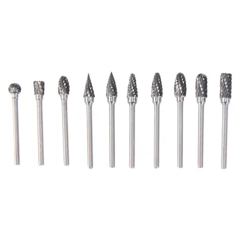

10Pcs/set Quality Tungsten Carbide Burrs Kit Diamond Burrs Sculpture Knife Grinding Head Rotary Tool Grinders Drill Bit 3*6cm