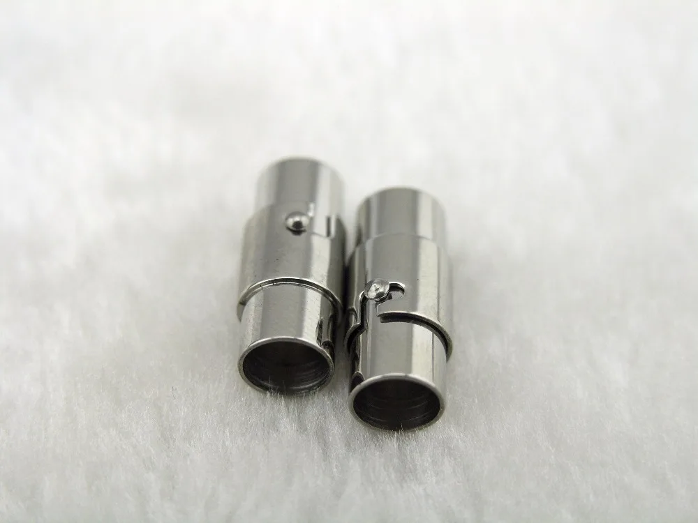 

2 Sizes--10 Sets Stainless Steel Magnetic Clasp Tube Safety Clasp With Additional Adjustable Snap Lock For Necklace Bracelet