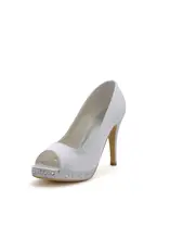 Kristall satin peep toe high heel dame schuhe plattform brautpumpen bridalmaids pumps hochzeit heels stilettos RR-130 YY