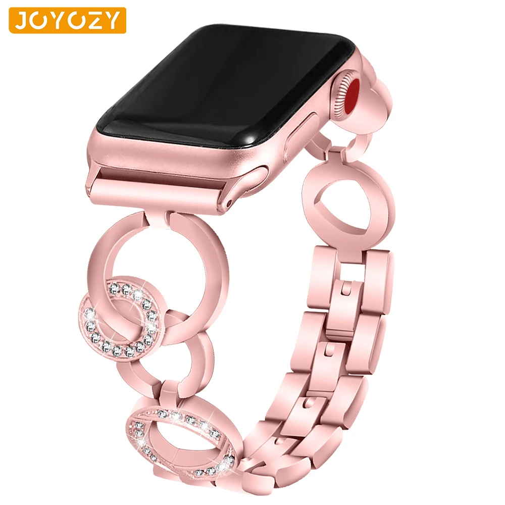 Joyozy женские часы с бриллиантами для apple watch Band 38 мм/42 мм/40 мм/44 мм ремешок из