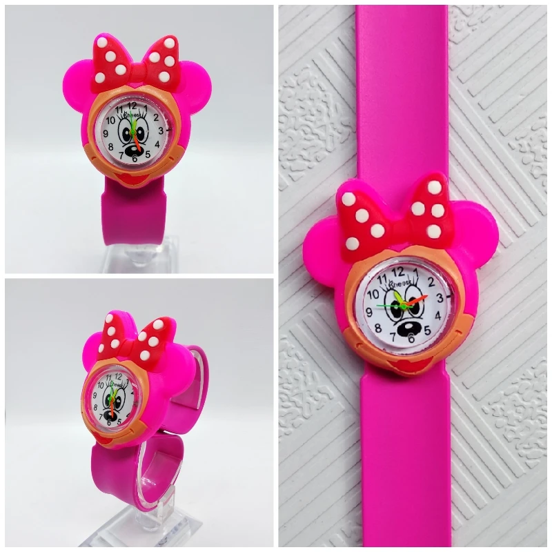 High Quality Children Watch for Girls Baby Gift 3D Minnie Turtle Pat Flap Wrist Watch Child Sports Students Clock Kids Watches