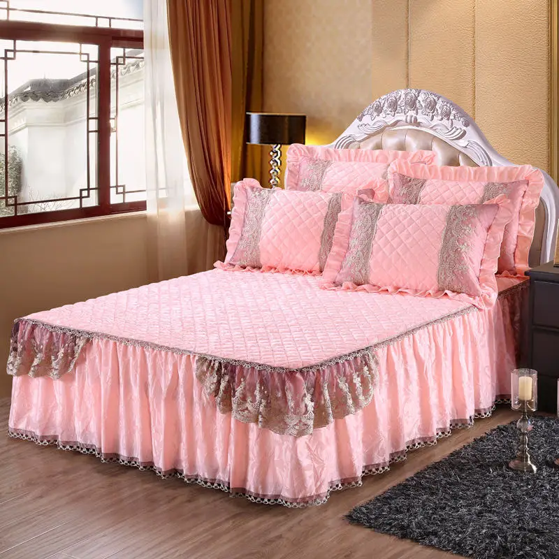 Velvet bed skirt single piece / three piece set bed sheet cover