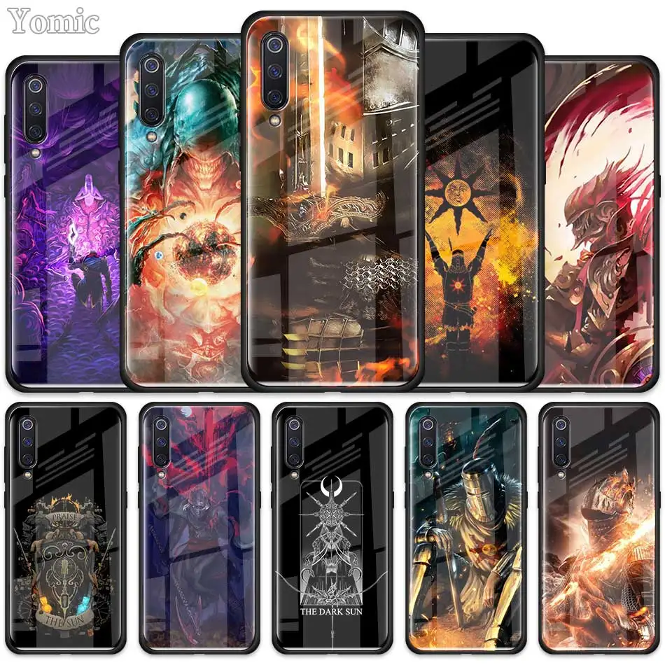 

Praise the Sun Dark Souls Tempered Glass Case for Xiaomi Redmi Note 7 6 Pro K20 Pro Redmi 7 Mi 9 Cell Mobile Phone Cases Cover
