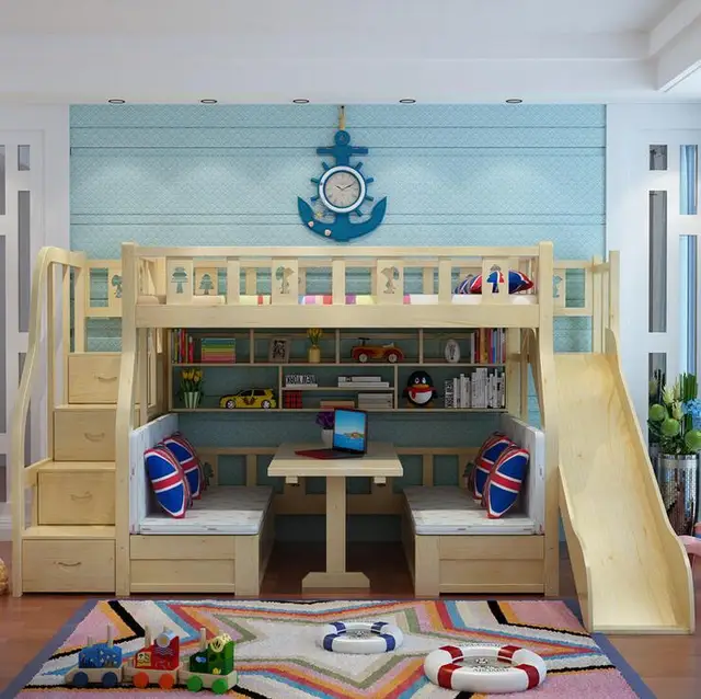 Webetop Modern Children Bed Living Room Bunk Solid Wood Home Webetop Modern Children Bed Living Room Bunk Solid Wood Home Furniture Household Furnishing Mother Son Beds Litera