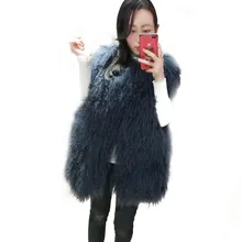 2017 New Beach wool vest the full pelt women long section of fur lambs wool vest jacket mongolia sheep fur vest waistcoat