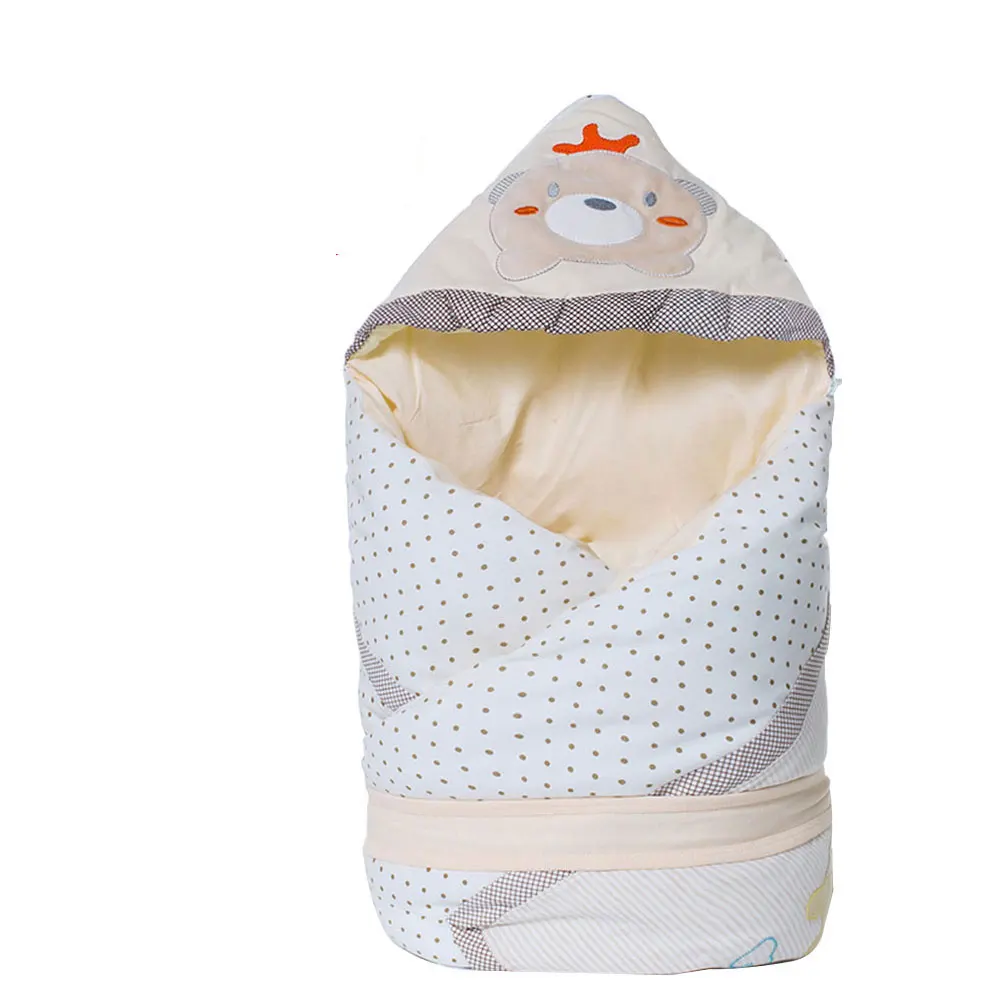 

New 100x100cm Winter Baby Blanket Warm Swaddle Envelope Newborns + Baby Bibs Cotton Sleeping Bag Removable Blanket Soft Fabric