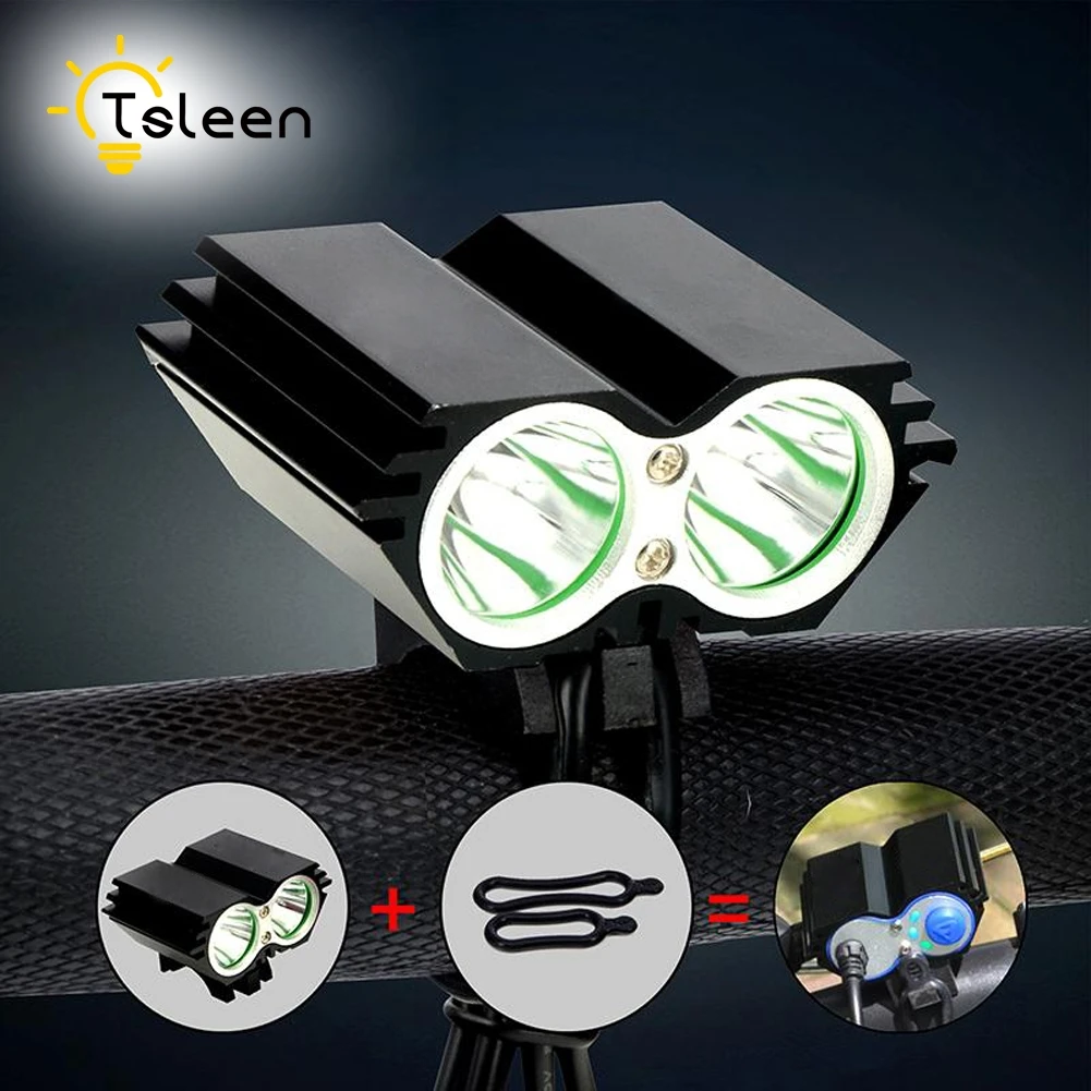 

TSLEEN 1PC Rechargeable 2LEDS XM-L U2 LED Cycling Light Headlight Head Front Lights Flash light+Back Safety Rear Light