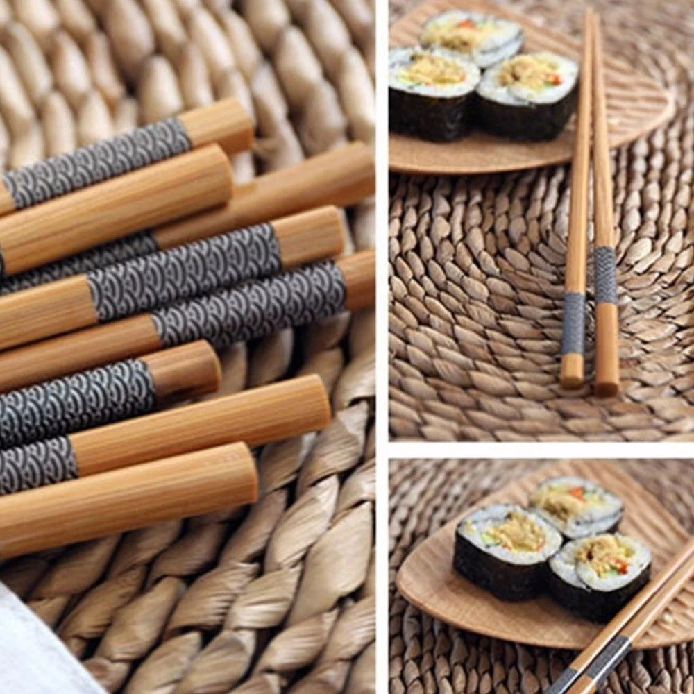 5 Pairs Chopsticks Natural Bamboo Sushi Food Chopsticks Chinese (1)