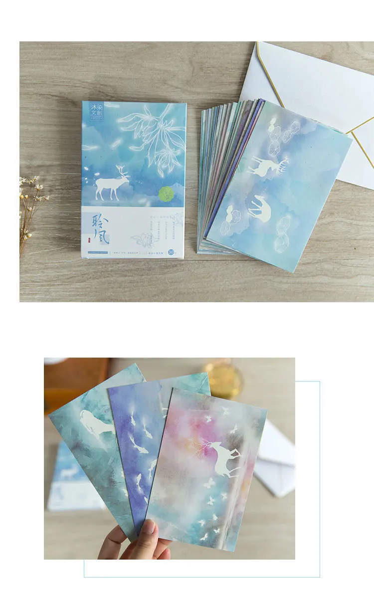 30 листов/набор сказочные олень световой Почтовые открытки/открытка/желание карта/Рождественская подарочная карта