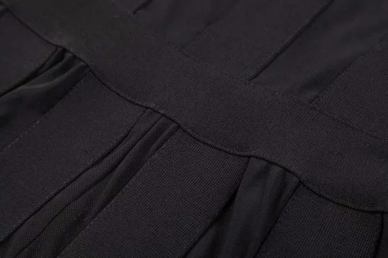 Женский сексуальный сетчатый прозрачный черный бандажный комбинезон без рукавов модная женская одежда для ночного клуба Прямая поставка HL652