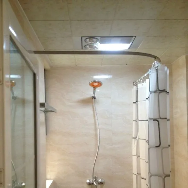 The new L shaped shower curtain rod curved shower curtain ...