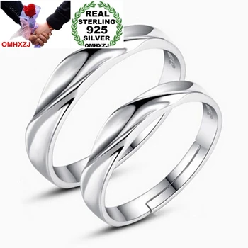 

OMHXZJ Wholesale Fashion star Simple Water ripple Lovers Couple 925 Sterling Silver open adjust female for Woman Ring Gift RG36