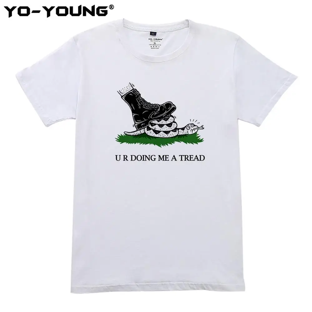 

Yo-Young Women T Shirts Dont Tread On Me Rattlesnake Tread On You Funny Design Digital Printed 100% Cotton Top Tees Customized