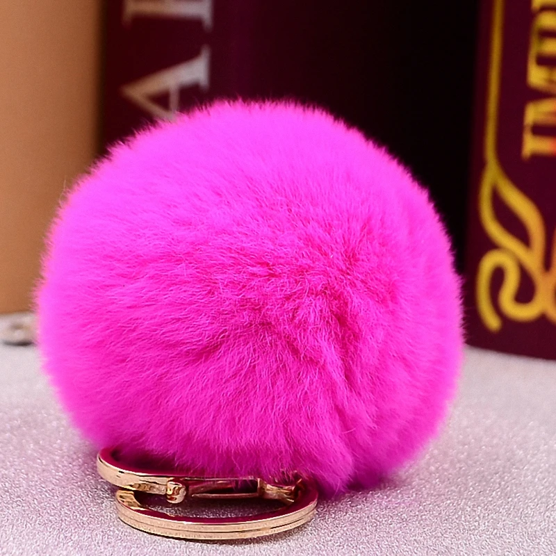 Fluffy 12 colors Rabbit Fur Pompom 8CM For Bags&Cars Charm Real Natural