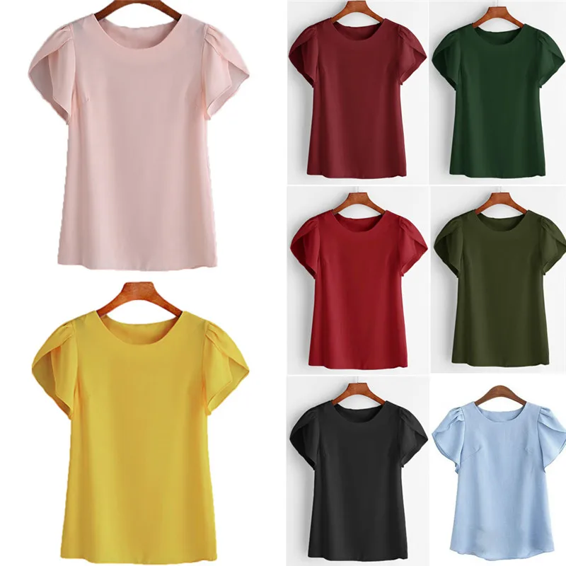 Flash Sale Verano de las mujeres de gasa de manga corta blusa roja señoras Oficina camisas de talla grande Top de trabajo de talla grande Corea. Ropa para mujer, W3 aJL61mzg