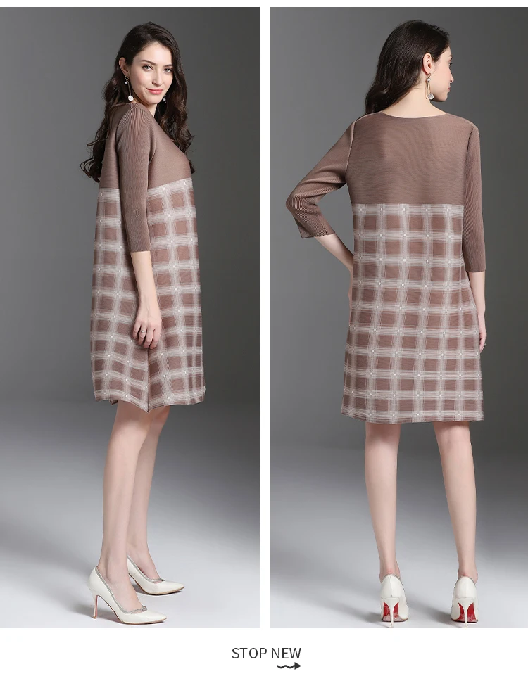 T Trimestre cou Patchwork Plis O Vente Chaude Plaid shirt Lâche kaki Noir Livraison rouge De Trois Gratuite Long EqBnzP