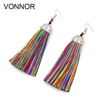 

VONNOR earings fashion jewelry Colorful tassel earrings for Women Bohemian Jewelry long earrings Dropshipping