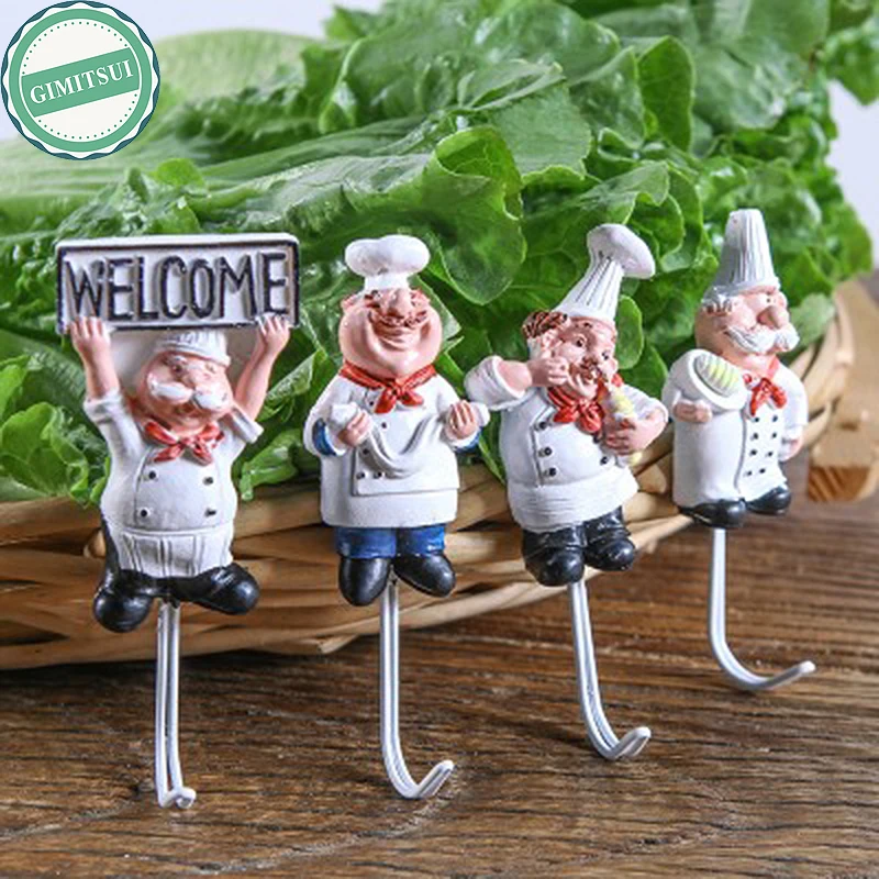 Kitchen Cafe Chef Hook Cooking Coat Apron Hat Hanging Rack Wall Mounted